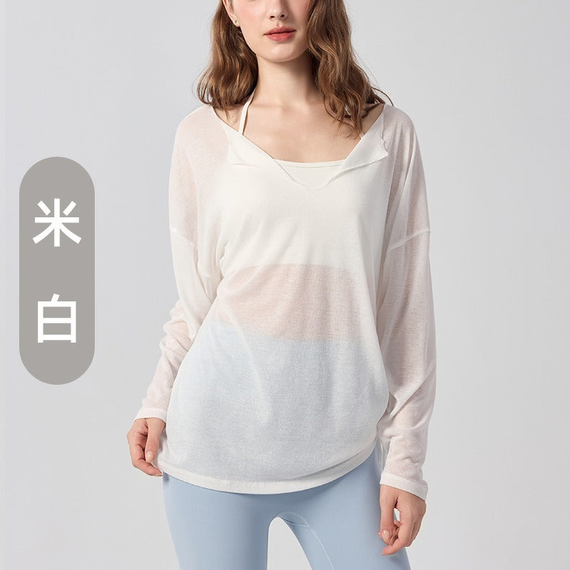 Womens Loose Fit Yoga Long Sleeve Top