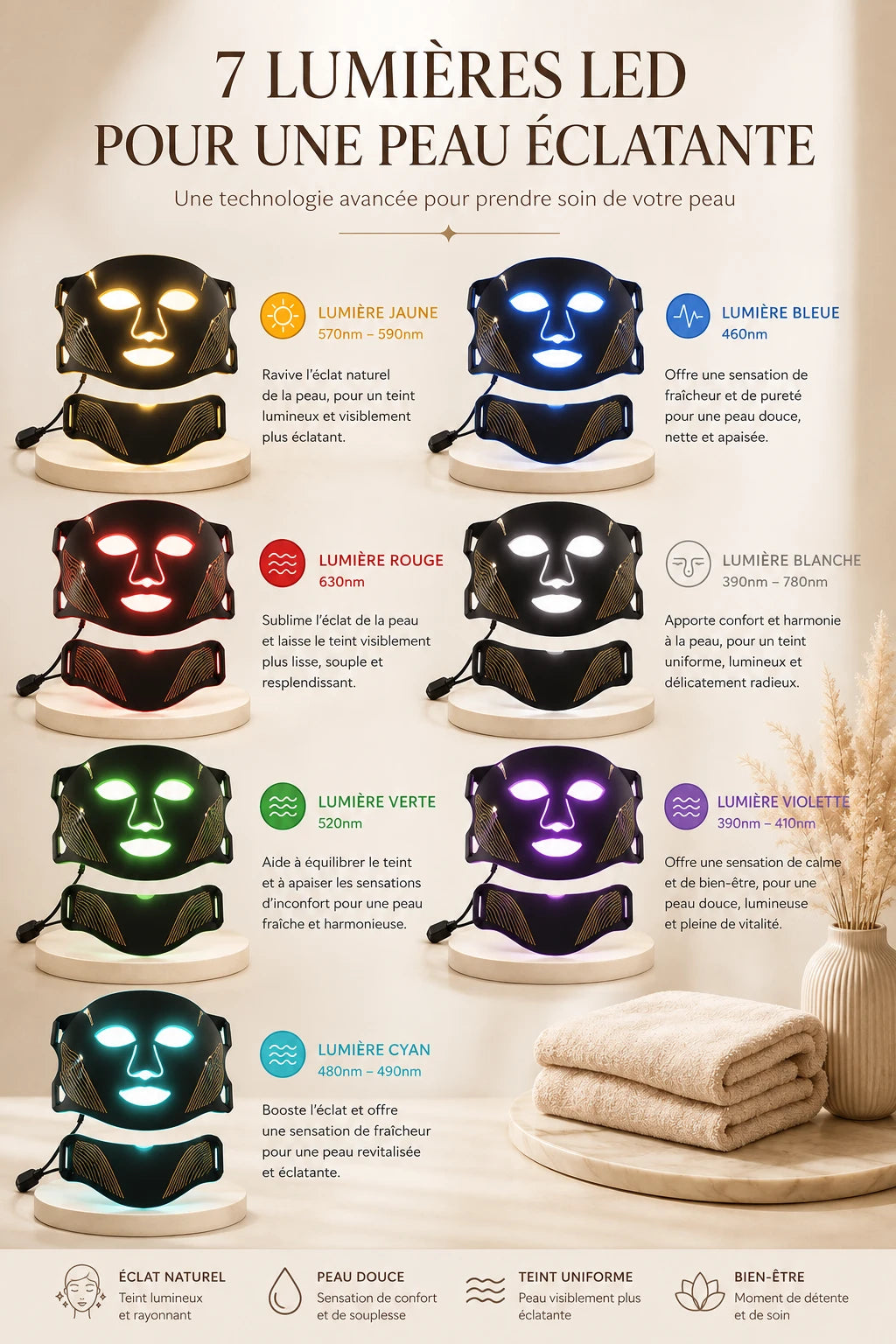 7 lumieres LED pour une peau eclatante
