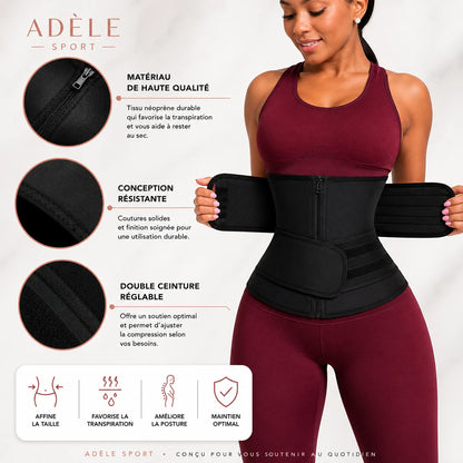 Ceinture de Sudation Gainante - matériau haute qualité, conception résistante, double ceinture réglable