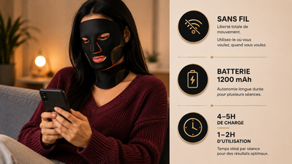 Masque LED Beaute - Sans fil, batterie