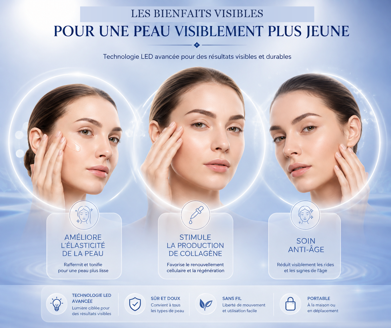 Masque LED Beaute - bienfaits pour une peau visiblement plus jeune