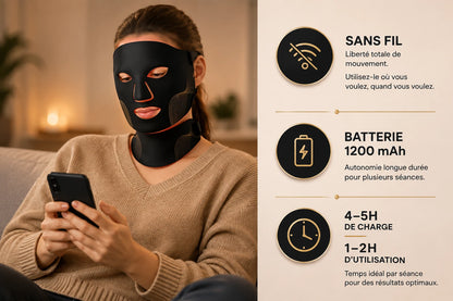 Masque LED sans fil - batterie longue duree